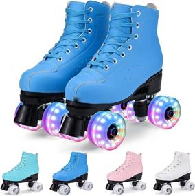 img 4 attached to 🌈 WYEING Roller Skates: Stylish Light-up Quad Skates for Women and Men, Perfect for Indoor and Outdoor Skating Fun, Great for Girls and Kids