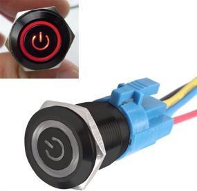 img 4 attached to ESUPPORT Black 16Mm 12V 3A Power Symbol Angel Eye Halo Car Red LED Light Metal Push Button Toggle Switch Socket Plug Wire