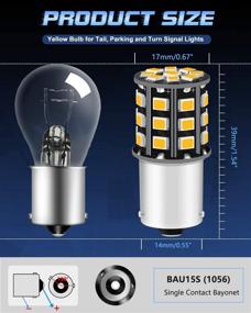 img 3 attached to 🚦 2-Pack 1056 BAU15S 7507 12496 LED лампы сигнала поворота 12V-24V | Очень яркий оранжевый/желтый 33 SMD 2835 светодиодные лампочки для замены лампочки мигалки заднего маячка в автомобиле