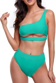 img 3 attached to 👙 Byoauo Womens Shoulder Waisted Swimsuit: Stylish Women's Clothing for Swimsuits & Cover-Ups