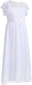 img 2 attached to Stunning Glamulice Flower Girl Bohemian Dress: Ruffle Chiffon Wedding Bridesmaid Holiday Beach Dresses