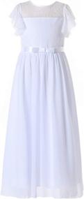 img 4 attached to Stunning Glamulice Flower Girl Bohemian Dress: Ruffle Chiffon Wedding Bridesmaid Holiday Beach Dresses