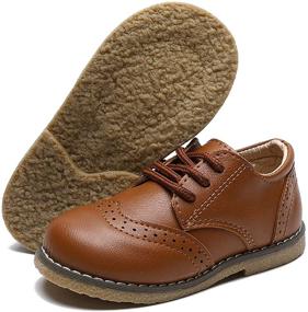 img 3 attached to 👟 IHPCARE Baby Boy's Girl's Dress Shoes: Stylish PU Leather Lace-Up Oxford Shoes for Toddlers & Little Boys