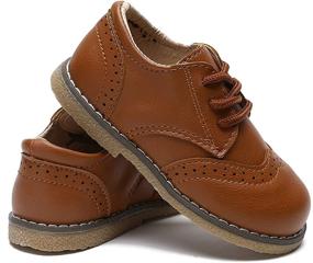 img 1 attached to 👟 IHPCARE Baby Boy's Girl's Dress Shoes: Stylish PU Leather Lace-Up Oxford Shoes for Toddlers & Little Boys