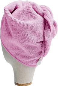 img 2 attached to 💖 Puomue 2 Pack Microfiber Hair Towel Wrap for Women, 10 inch X 26 inch, Highly Absorbent, Soft and Fast-Drying Hair Turbans for Wet Hair, Curly, Longer, Thicker Hair, Pink