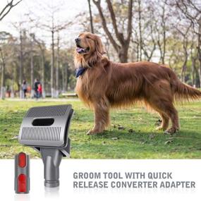 img 2 attached to 🐶 LANMU Dog Pet Grooming Brush Attachment with Quick Release Converter Adapter, Compatible with Dyson V15 V11 V10 V8 V7 V6 Vacuum Cleaner