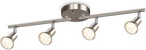 img 4 attached to 🔦 Ascher 4-Light LED Track Lighting Kit: Rotatable Light Heads, Matt Nickel Finish, 4 Way Ceiling Spotlight with GU10 LED Bulbs (4W 400LM Warm White 2700K)