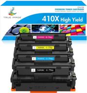 🖨️ high-quality true image compatible toner cartridge replacement for hp 410x cf410x cf411x cf412x cf413x – 4-pack for color pro mfp m477 and m452 printer models logo