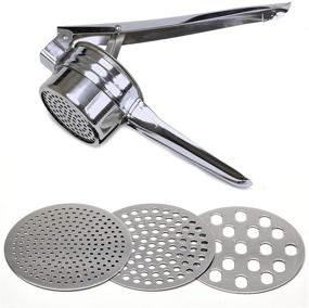 img 4 attached to Stainless Steel Potato Ricer - Manual Masher for Potatoes, Fruits, Vegetables, Yams, Squash, Baby Food, and More - 3 Interchangeable Discs for Fine, Medium, and Coarse Consistency - Easy To Use - by Tundras