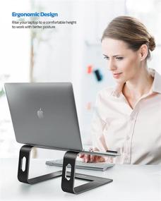img 3 attached to 💻 Nulaxy Laptop Stand - Ergonomic Aluminum Laptop Mount Computer Stand - Detachable Laptop Riser Notebook Holder Stand for MacBook Air Pro, Dell XPS, Lenovo, and More 10-16" Laptops - Black