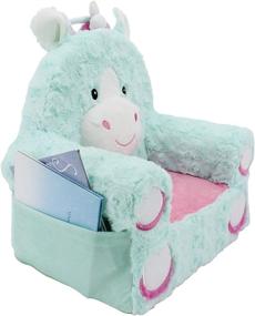 img 3 attached to 🦄 Premium Teal Unicorn Character Chair: Soft Landing, Sweet Seats with Carrying Handle & Side Pockets