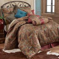 🛏️ san angelo western paisley comforter set: hiend accents super king red bedskirt 4 pc logo