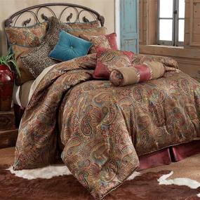 img 3 attached to 🛏️ San Angelo Western Paisley Comforter Set: HiEnd Accents Super King Red Bedskirt 4 PC