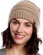 ❄️ tough headwear women's winter beanie hat - cozy chunky cable knit - soft & stretchy thick knitted cap for cold weather logo