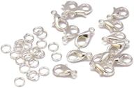 50 pcs silver lobster claw clasps and 100 pcs open jump rings for jewelry making - tiparts jewelry findings kit (clasp: 12x6mm, ring: 0.7x5mm) logo