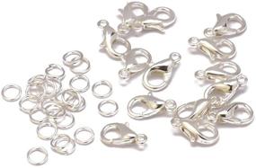 img 4 attached to 50 pcs Silver Lobster Claw Clasps and 100 pcs Open Jump Rings for Jewelry Making - Tiparts Jewelry Findings Kit (Clasp: 12x6mm, Ring: 0.7x5mm)