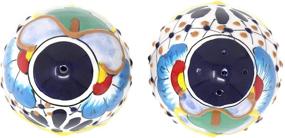 img 2 attached to Authentic Mexican Pottery, Hand-Painted Salt and Pepper Shaker Set by Global Crafts Encantada - Dots & Flowers (MC085D-K2)