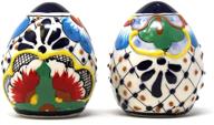 authentic mexican pottery, hand-painted salt and pepper shaker set by global crafts encantada - dots & flowers (mc085d-k2) логотип