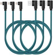 ⚡ apple mfi certified 10ft 3 pack lightning cable - 90 degree right angle charging cord, braided, compatible with iphone 12 pro,12 mini, xs max, 8, 7 plus, 6, ipad - blue color, 10 foot length logo