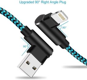 img 1 attached to ⚡ Apple MFi Certified 10ft 3 Pack Lightning Cable - 90 Degree Right Angle Charging Cord, Braided, Compatible with iPhone 12 Pro,12 Mini, XS Max, 8, 7 Plus, 6, iPad - Blue Color, 10 Foot Length