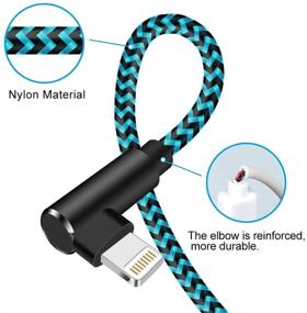 img 2 attached to ⚡ Apple MFi Certified 10ft 3 Pack Lightning Cable - 90 Degree Right Angle Charging Cord, Braided, Compatible with iPhone 12 Pro,12 Mini, XS Max, 8, 7 Plus, 6, iPad - Blue Color, 10 Foot Length