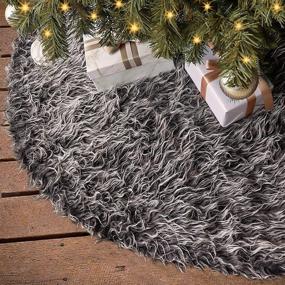 img 4 attached to 🎄 Ivenf 48-Inch Luxury Thick Plush Faux Fur Rustic Christmas Tree Skirt, Gray - Festive Xmas Holiday Decoration…