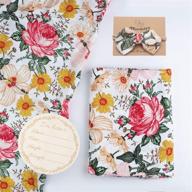 👶 bamboo cotton muslin floral swaddle blankets girl with headband: silky soft large 47’’x47’’ receiving blanket for newborns, perfect for hospital and nursery, with birth announcement card logo