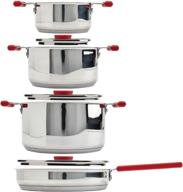 🍳 набор посуды denmark tools for cooks stax cookware collection: нержавеющая сталь 7 предметов - набор из однажды пищимых предметов, пригодных для разогревания в печи, для использования на электрических, газовых и индукционных плитах, с высоким блеском (красный) логотип