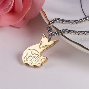 img 2 attached to Wolentty Couples Fox Necklace - Christmas Gift Stainless Steel Fox Couple Pendants Jewelry