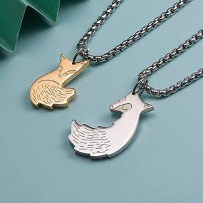 img 3 attached to Wolentty Couples Fox Necklace - Christmas Gift Stainless Steel Fox Couple Pendants Jewelry