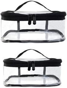 img 1 attached to 🚿 Waterproof Clear Makeup Bag 2 Pack - Travel-friendly PVC Zippered Toiletry Bag Organizer with Handle for Vacation and Bathroom Storage