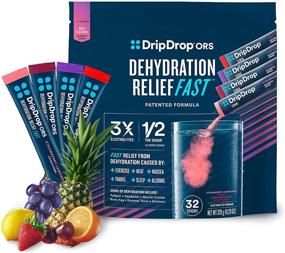 img 4 attached to DripDrop ORS Juicy Classics - Electrolyte Powder for Rapid Dehydration Relief - Ideal for Sweating, Exercise, Heat, and Travel Recovery - Grape, Fruit Punch, Strawberry Lemonade, and Cherry Variety - 32 x 8oz Servings
