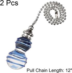 img 2 attached to uxcell Clear and Blue Glass Pendant 12 Inch Brushed Nickel Pull Chain for Lighting Fans - Pack of 2: Functional and Stylish Lighting Accessory