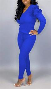 img 3 attached to MOLISRY Women Cable Knitted 2-Piece Sweater Suit: Long Sleeve Crop Top & Long Pants Outfit