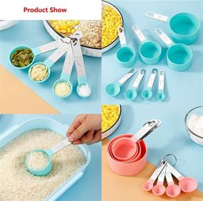 img 2 attached to 🥄 8-Piece Stackable Stainless Steel Measuring Cups and Spoons Set for Dry and Liquid Ingredients - Essential Kitchen Gadgets