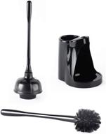 klickpick home plastic toilet bowl brush and plunger combo set with holder - bathroom cleaning and organization kit - black - pack of 2 logo