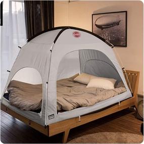 img 4 attached to 🏕️ DDASUMI Grey Warm Tent for Double Bed: Floorless Cozy Shelter