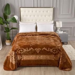 img 3 attached to Townhouse Super Soft Floral Embossing Weighted Blanket: Warm, Heavy, Jumbo Size in Solid Brown Design