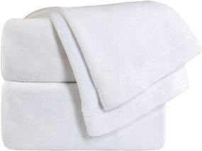 img 3 attached to 🛏️ Ultimate Comfort: Cozy Fleece Comfort Collection Velvet Plush Sheet Set for King Bed - Luxurious White Sheets