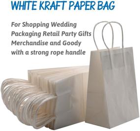 img 2 attached to 🛍️ 100Pcs White Kraft Paper Bags 5.25 x 3.75 x 8 inches - Bulk Recycled Bags with Handles for Shopping, Packaging, Wedding, Retail, Party, Gifts - Haiquan
