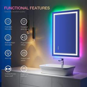 img 2 attached to ISTRIPMF 36x24 Inch RGB LED Bathroom Mirror - Color Changing, Shatterproof, Dimmable, Anti-Fog - Multicolor Backlit & Front-Lighted