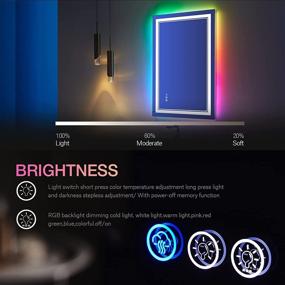 img 1 attached to ISTRIPMF 36x24 Inch RGB LED Bathroom Mirror - Color Changing, Shatterproof, Dimmable, Anti-Fog - Multicolor Backlit & Front-Lighted