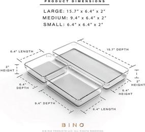 img 2 attached to 🗂️ BINO 3-Piece Drawer Organizer Bin Set - Grey Large Modular+ Storage with Soft-Grip Lining and Non-Slip Rubber Feet – Durable & BPA-Free for Desk or Vanity