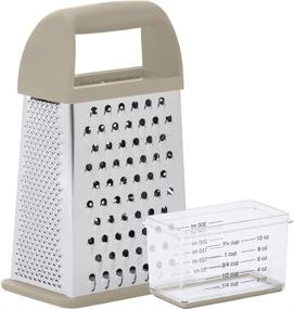 img 4 attached to Gorilla Grip Box Grater: Stainless Steel 4-Sided Graters for Cheese, Vegetables, Ginger - 10 inch Handheld Food Shredder with Comfortable Handle and Storage Container - Almond Kitchen Zester