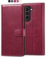 kilino galaxy s21 wallet case [rfid blocking] [pu leather] [shock-absorbent bumper] [soft tpu] [card slots] [kickstand] flip folio cover for samsung galaxy s21 5g (burgundy) logo