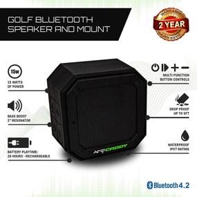 img 2 attached to Улучшите свою игру в гольф с помощью колонки Ampcaddy Version 3 Pro Bluetooth и крепления: громкий стереозвук, усиление басов, время работы 20 часов, водонепроницаемость и расширенный диапазон Bluetooth (15 Вт)