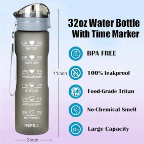 img 1 attached to 💧 XACIOA 32oz Water Bottle with Straw & Motivational Time Marker - Leakproof BPA Free, Ideal for Fitness and Outdoor Enthusiasts (Includes Straw Brush & Cup Brush) - Adequately Hydrate Throughout the Day