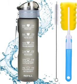 img 4 attached to 💧 XACIOA 32oz Water Bottle with Straw & Motivational Time Marker - Leakproof BPA Free, Ideal for Fitness and Outdoor Enthusiasts (Includes Straw Brush & Cup Brush) - Adequately Hydrate Throughout the Day