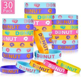 img 4 attached to 🍩 Set of 30 Donut Theme Silicone Wristbands Bracelets for Sweet Donuts Themed Birthday Party Decorations, Party Favors for Teens