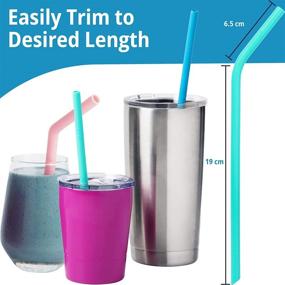 img 1 attached to Flathead Reusable Silicone Drinking Straws - Set of 10 with Travel Case & Cleaning Brush - Extra Long for 30oz & 20oz Tumblers - BPA Free